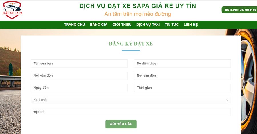 Mẫu website đặt xe SaPa 02