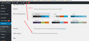 ẩn hiện menu bar admin website wordpress