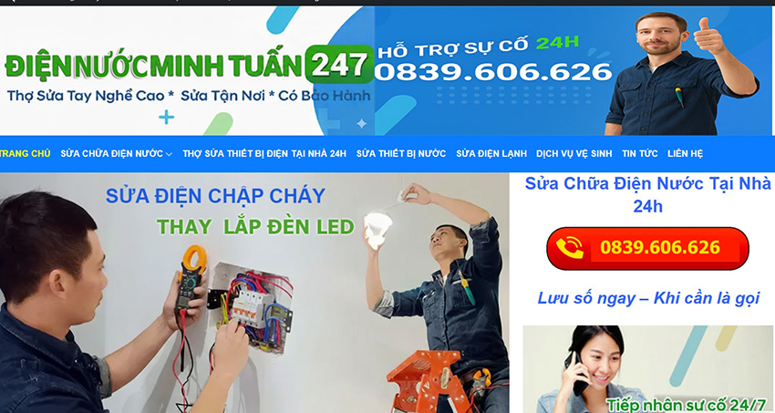Mẫu website sữa chữa điện nước sw01