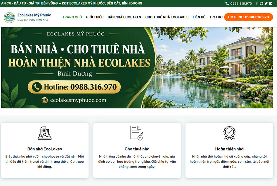 Mẫu website bds ecolakes Bình Dương sw02