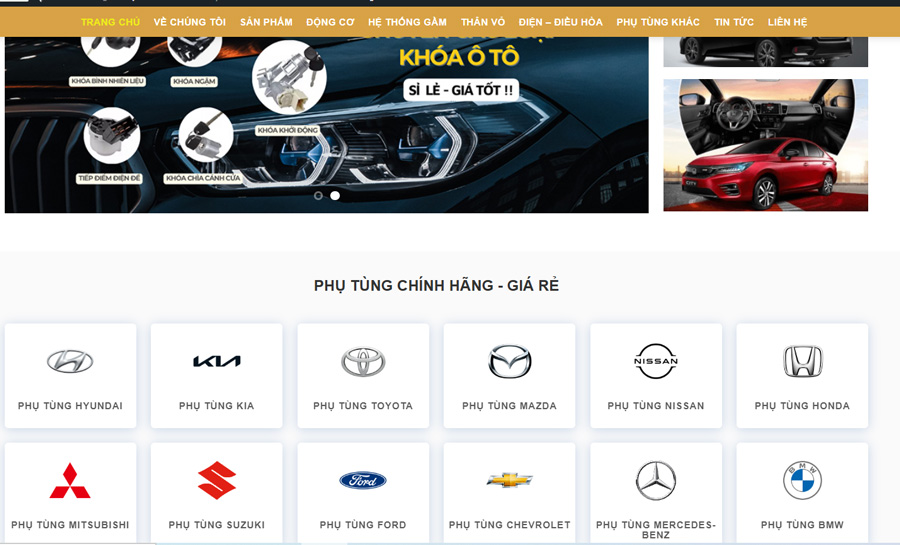 Mẫu website bán phụ tùng ô tô sw055