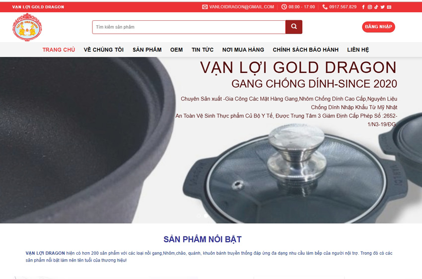 Mẫu website thiết bị gia dụng bếp
